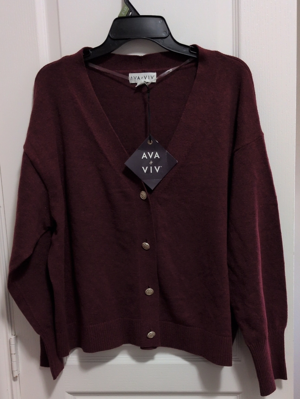 Burgundy Cardigan Sweater V-neck